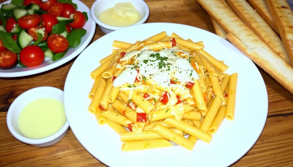 penne pasta with side dishes