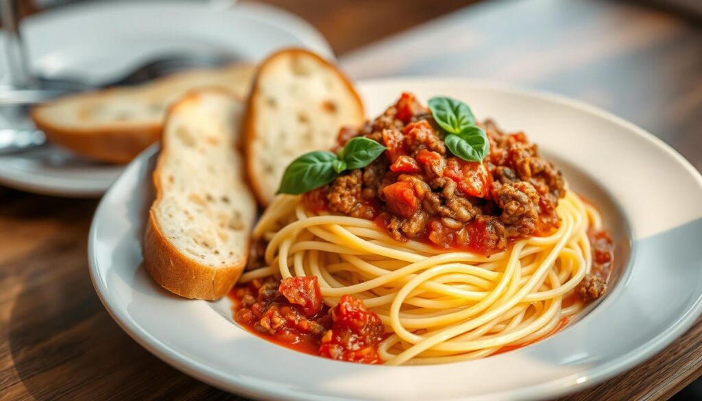 spaghetti with minced meat and tomato sauce​